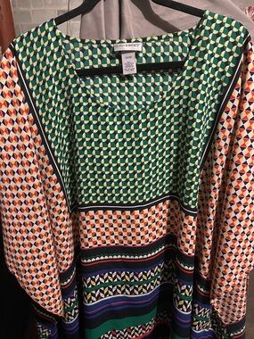 Catherines Multicolor Geo Print - Green, Navy, Red, Yellow